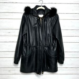 Worthington Genuine Lambskin Leather Jacket Black Size Medium